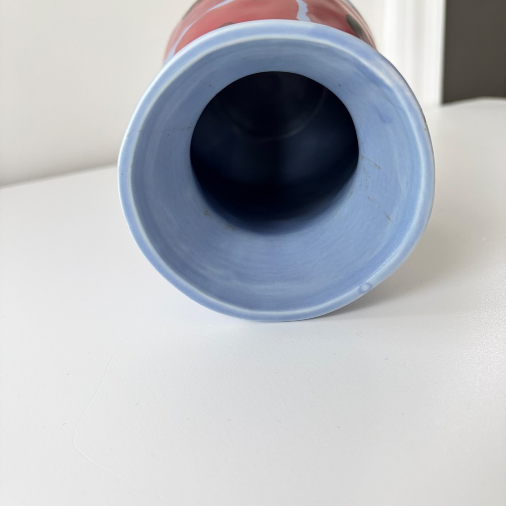 Anthropologie Benni Kury A Sunday Painter Ceramic Vase Poppy Floral 8.5in - Picture 7 of 9